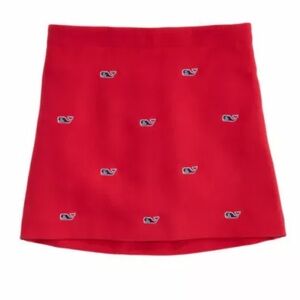 VINEYARD VINES Big Girls Embroidered Mini Ponte Skirt Whales Calypso Red NWT 14